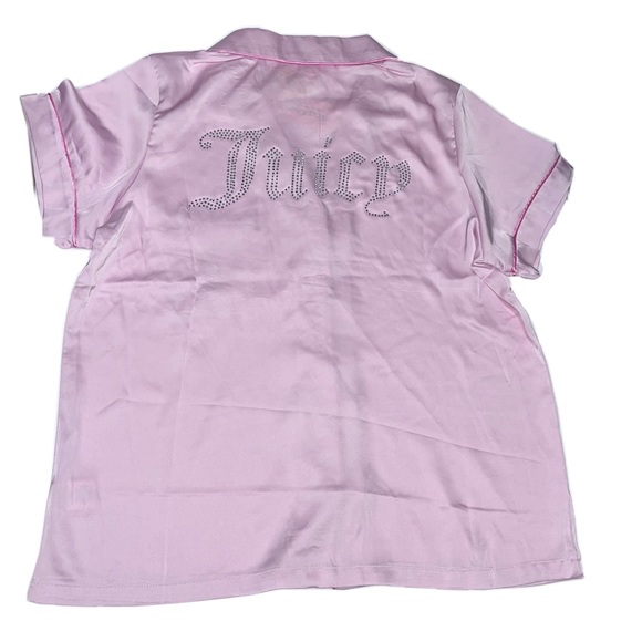 Nwt juicy couture baby pink satin pajamas set with rhinestone logo size M - Picture 6 of 11